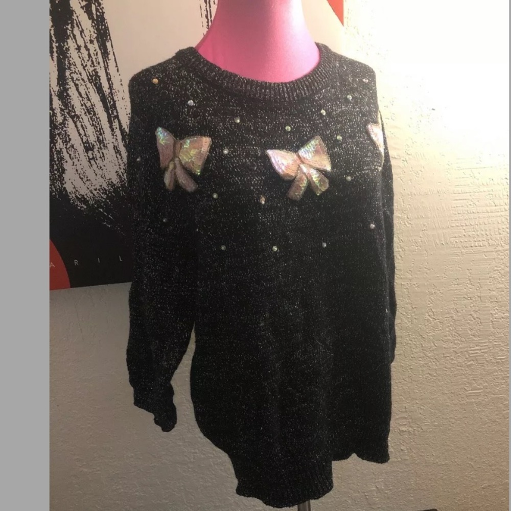 Nuggets vintage silk black silver sweater crew 3/4